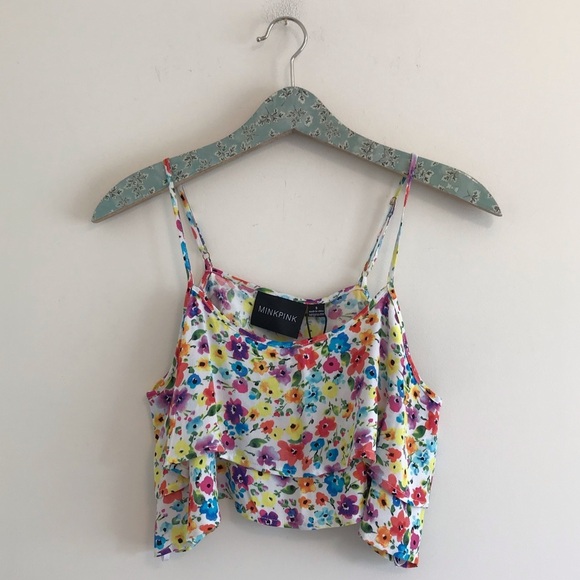 MINKPINK | NWT Floral Ruffle Crop Top - Picture 1 of 3